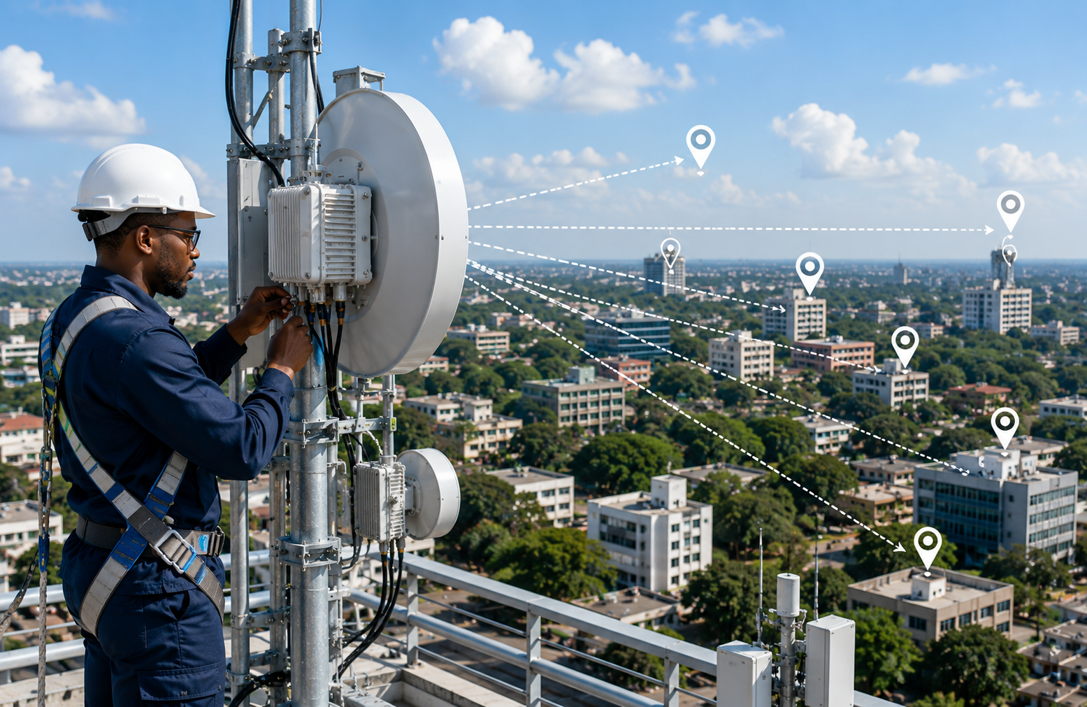 Professional Point-to-Multipoint radio network installation